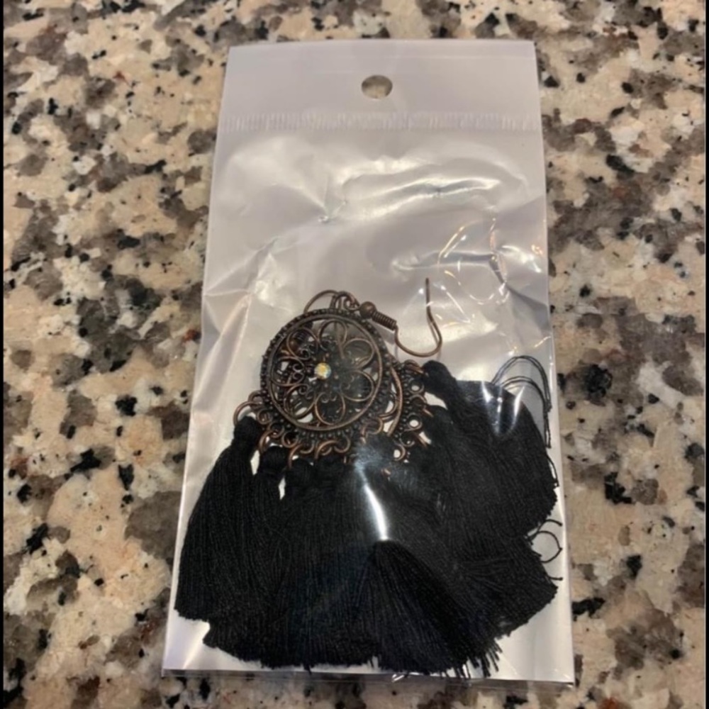 Black tassel earrings